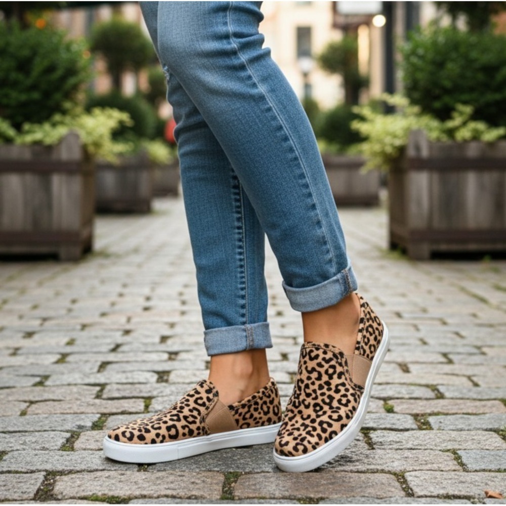 Fergalicious by Fergie Slip-on Sneakers Leopard Cheetah Animal Print- US 7